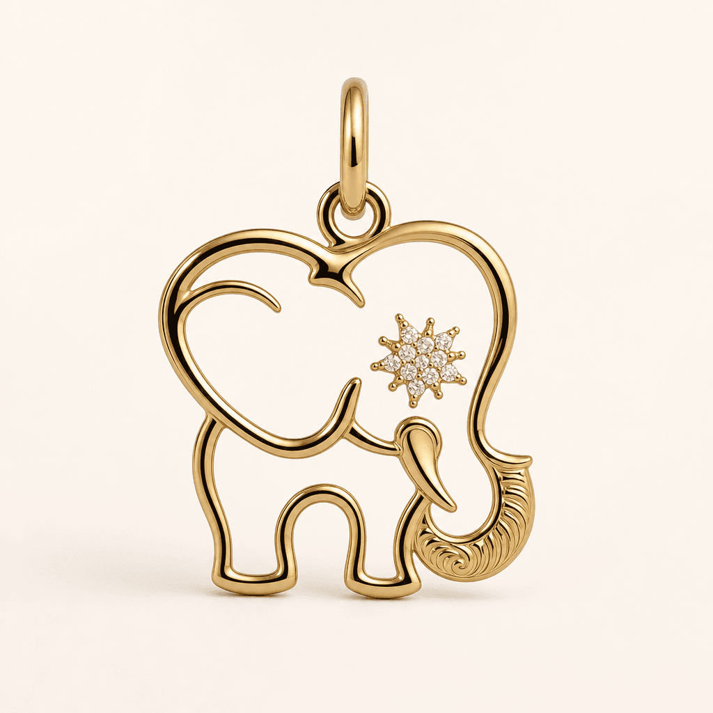 Trunk-Twinkle Elephant 316L Stainless Steel Charm