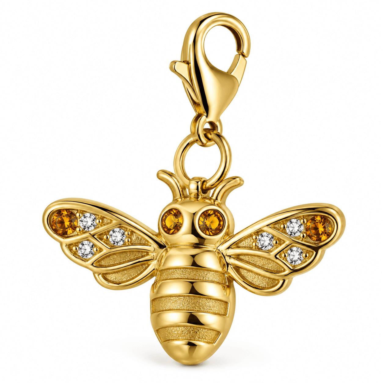 HexaHoney Bee Charm — Champagne Gold 316L Stainless Steel