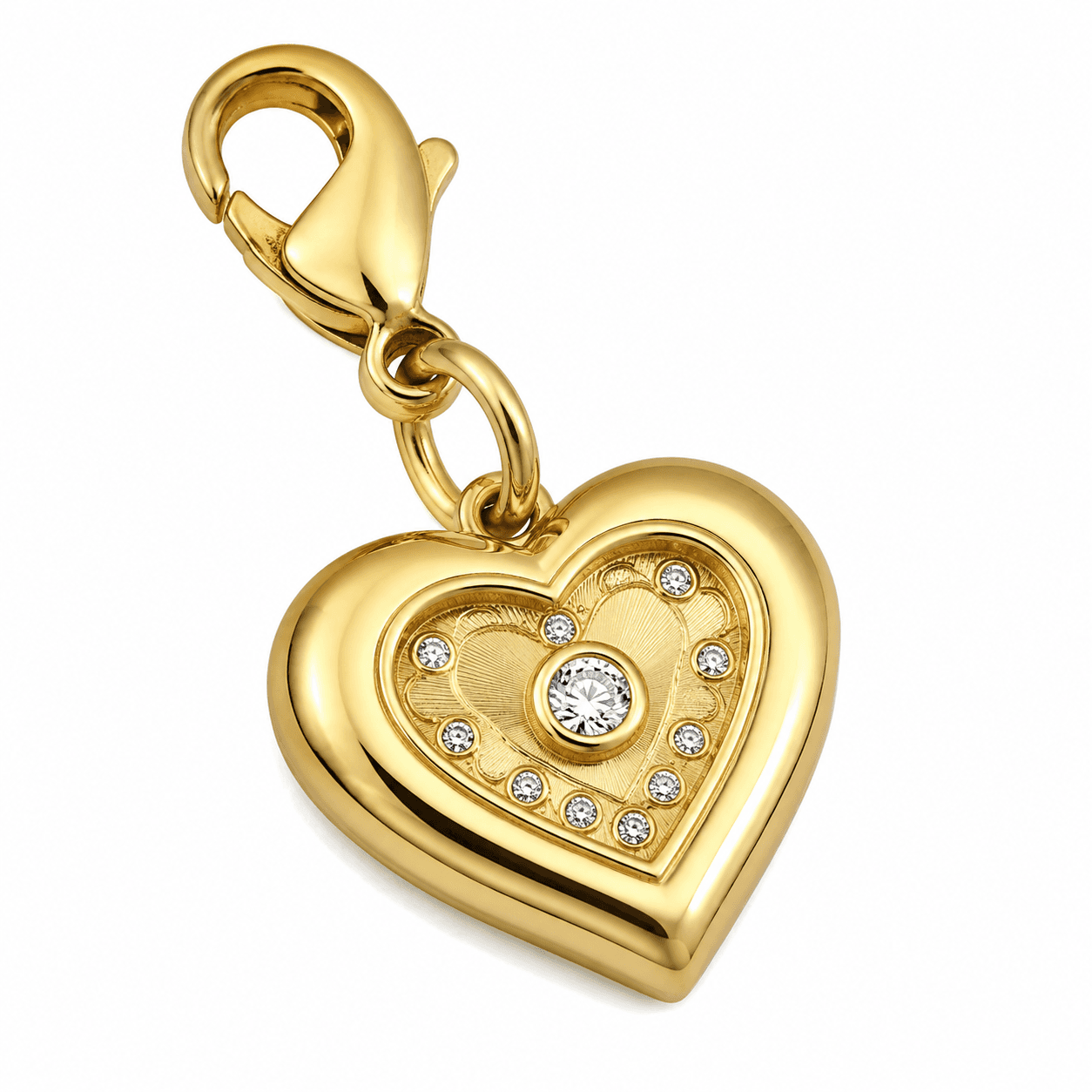 Opal Orbit Double Heart 316L Stainless Steel Charm