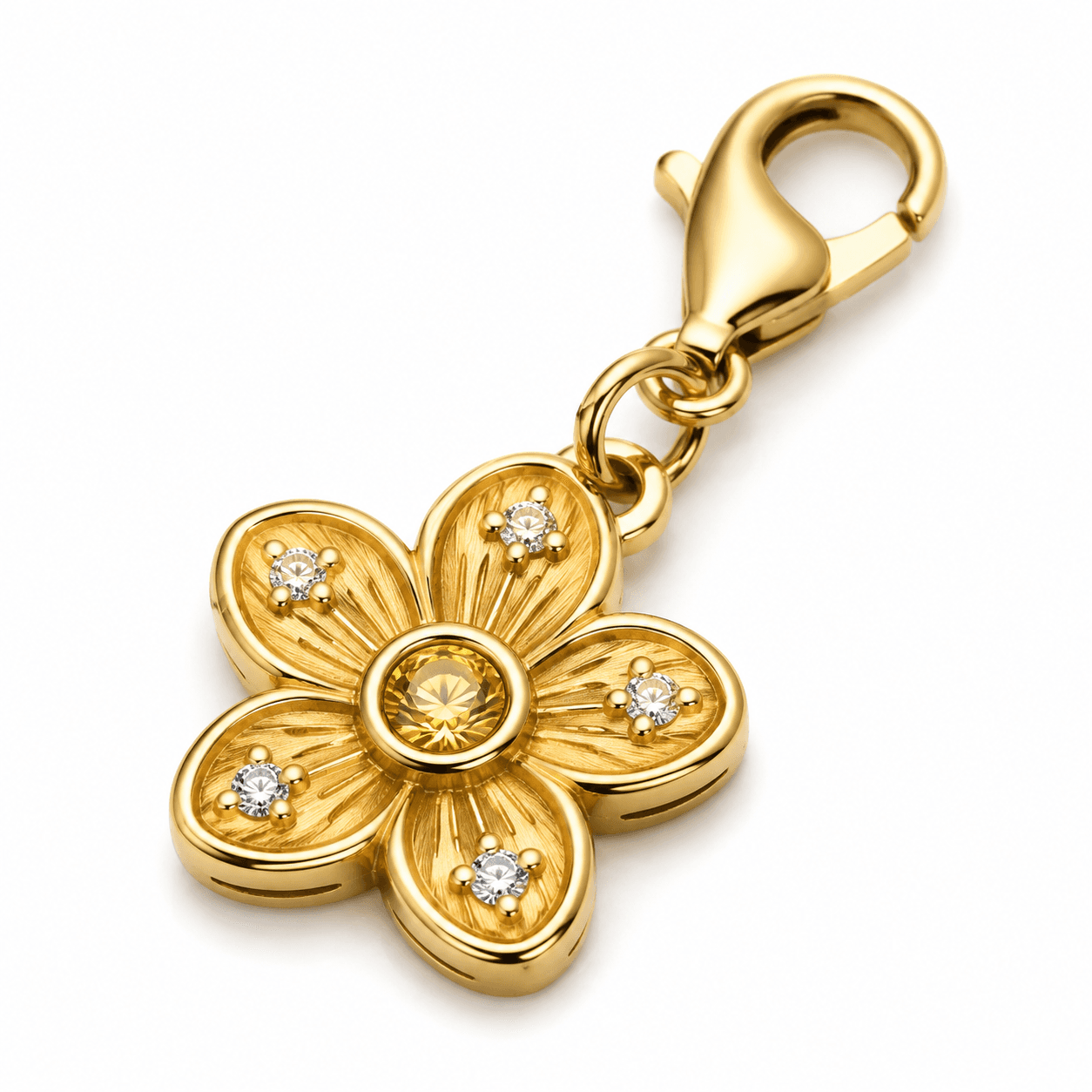 Golden Spiral Sunflower Bloom Charm