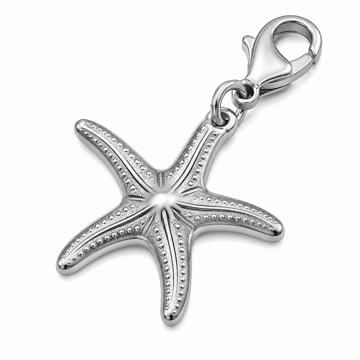 TideBloom Starfish Charm — 316L Two-Tone Aquamarine Pavé