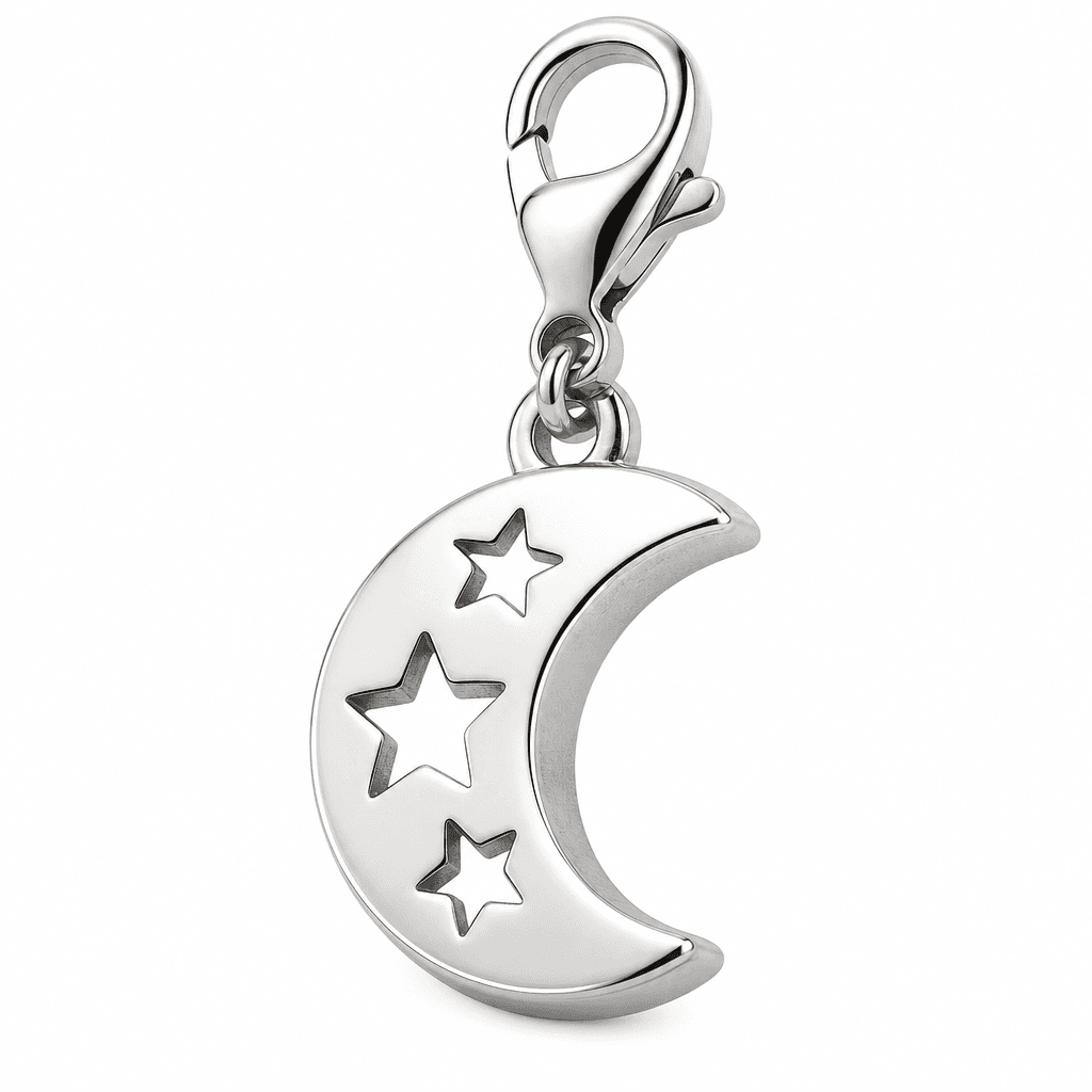 LunaLattice Crescent Charm - 316L Gunmetal Moon Charm