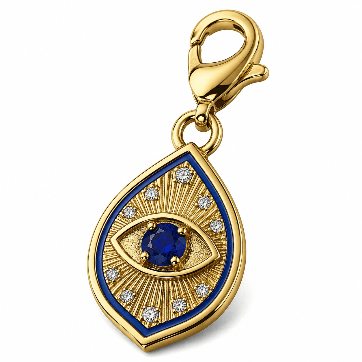 Azzurro Hamsa Evil Eye Talisman 316L Stainless Steel Charm