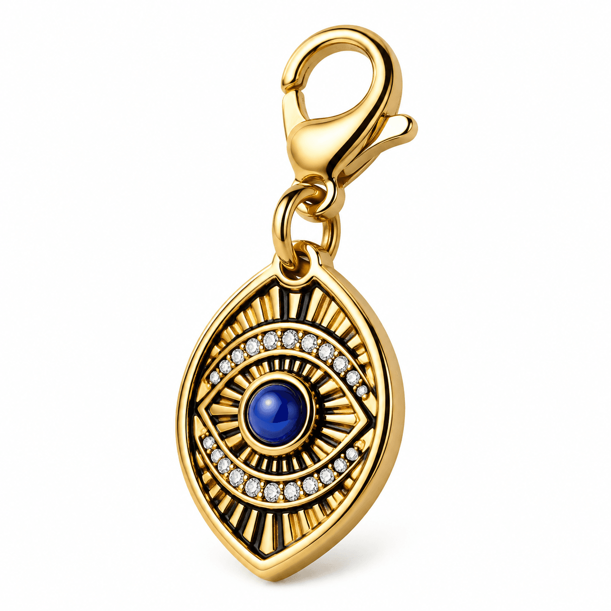 Mystic Blue Aura Evil Eye 316L Stainless Steel Charm