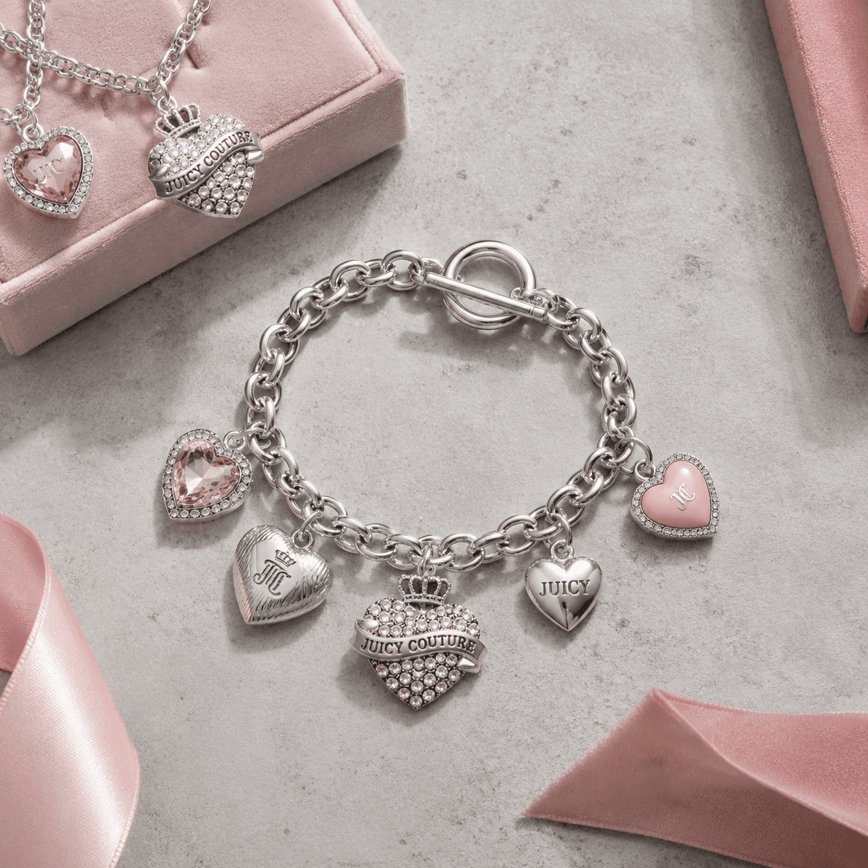 2026 Best Juicy Couture Heart Charm Bracelet Gift Gallery