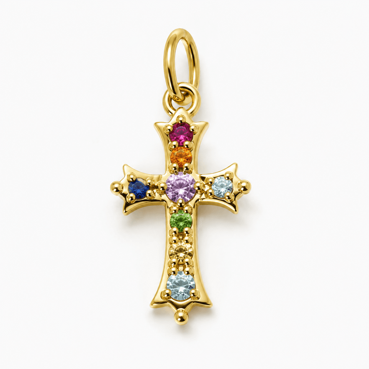 tiny gem cross charm for child dainty birthstone Collection