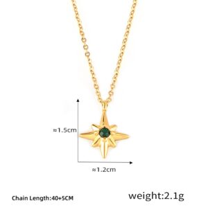 Eight-Pointed Star Pendant Necklace - Image 2