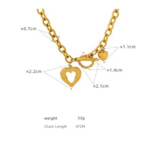 OT Clasp Hollow Heart Pendant Necklace - Image 3
