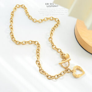 OT Clasp Hollow Heart Pendant Necklace - Image 5
