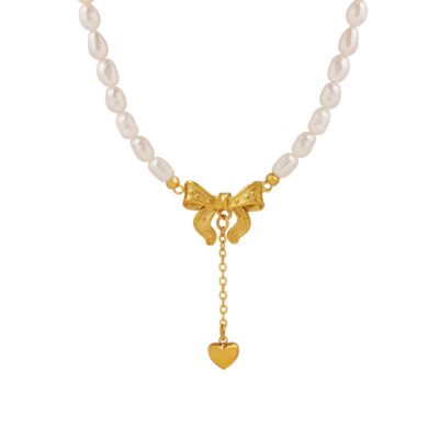 Bow Pendant Pearl Necklace