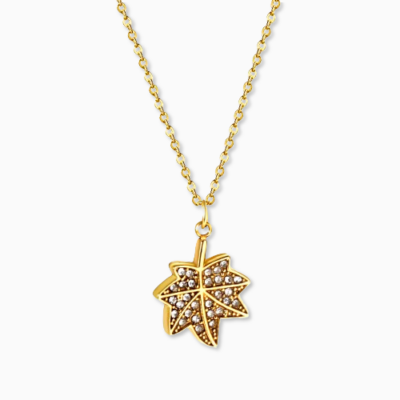 Zircon Maple Leaf Pendant Necklace
