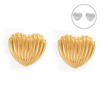Heart Stripe Stud Earrings