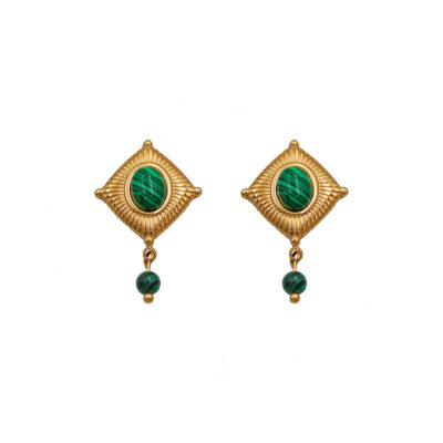 Malachite Diamond-Shaped Earrings